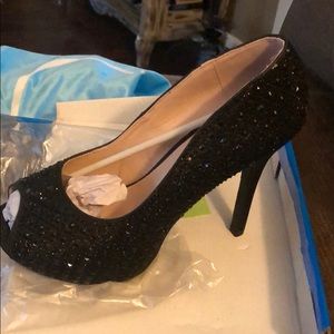 Black bling heels